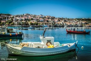 Fisherboats with Koroni Skyline - Sea Stroy