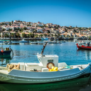Fisherboats with Koroni Skyline - Sea Stroy