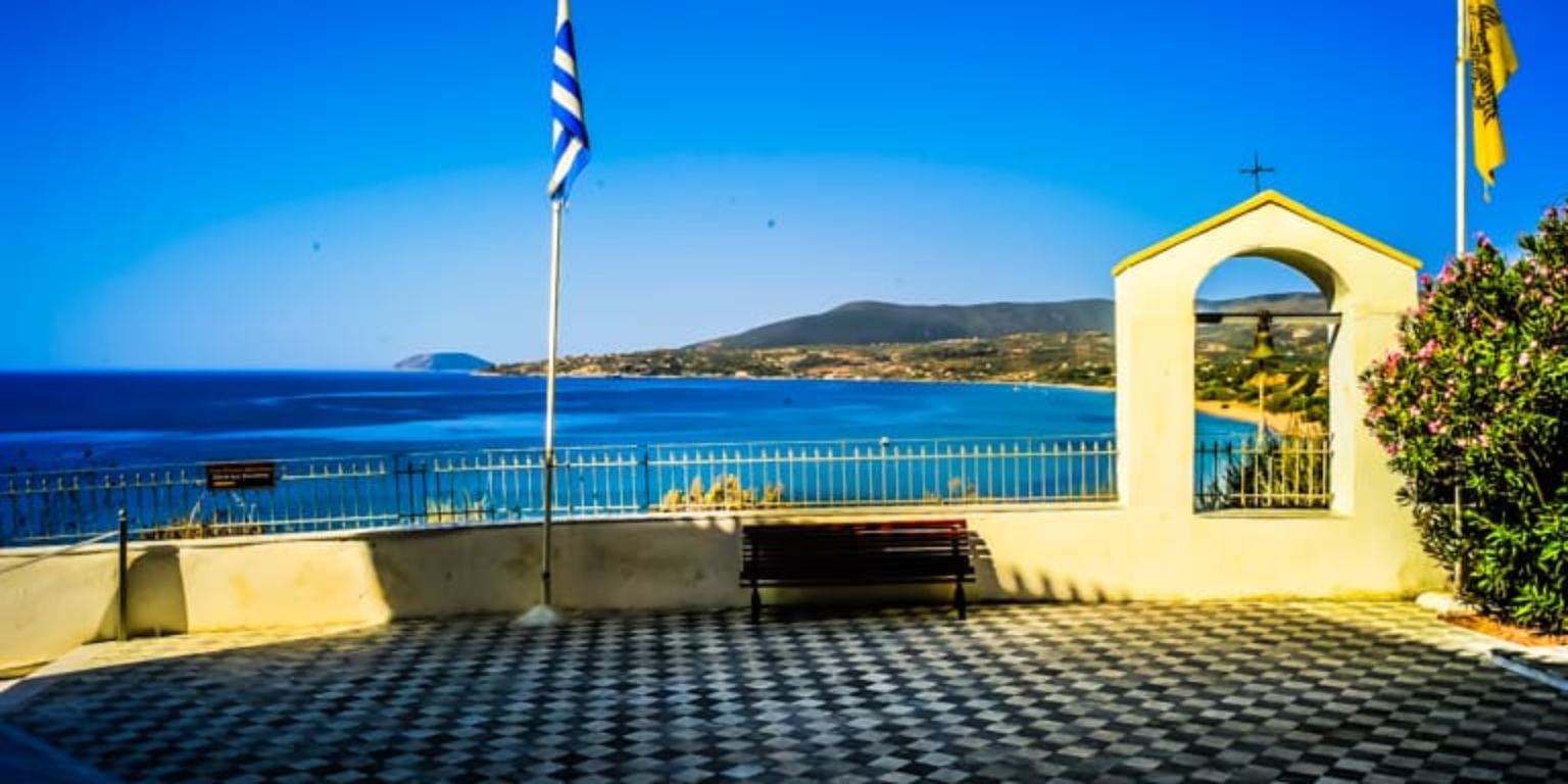 Eleistria Terrace Panoramic South View with Bell in the Morning Light