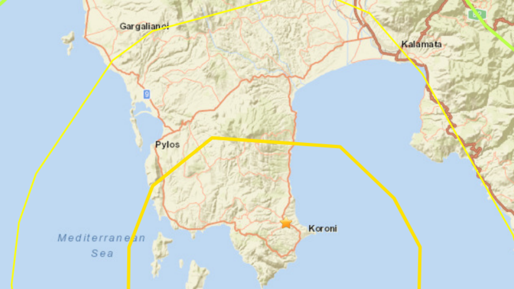 Map Koroni Earthquake 6.10.1947