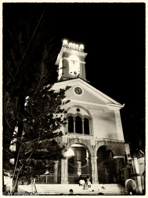 Agios Dimitrios at Night in Black & White